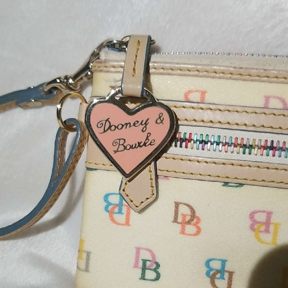 Dooney & Bourke Cream Multicolor Logo Wristlet - Picture 2 of 5
